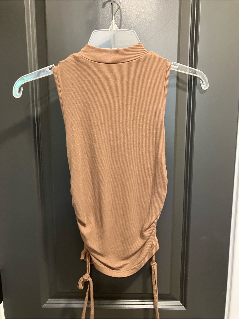 SHEIN Ribbed Mock Neck Tank Top - Brown